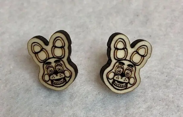 Five Nights at Freddy's Bonnie Wood Stud Earrings Brown