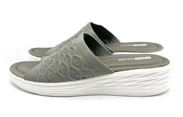 Ryka Nanette Stretch Knit Slide Demi-Wedge Slip-On Sandals Sage Green Size 9.5