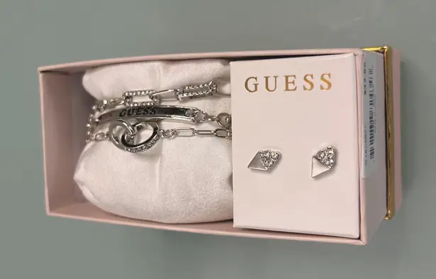 Guess Silver Bracelets And Earrings Set