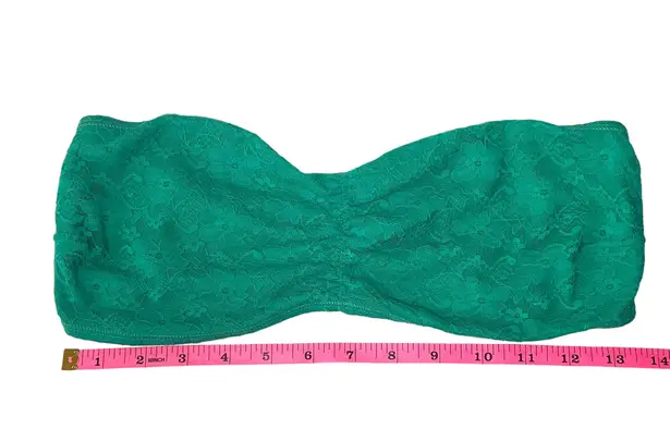 Turquoise Bandeau Floral Lace Bra Top | Teal Lace Strapless Top