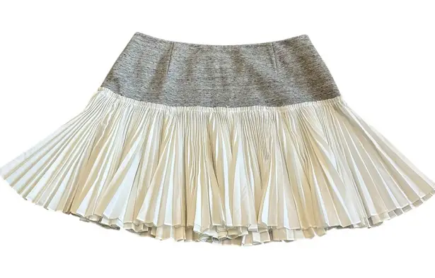 Derek Lam 10 Crosby Grey White Mini Tennis Skirt Pleated Fit N Flare Size 6 Gray