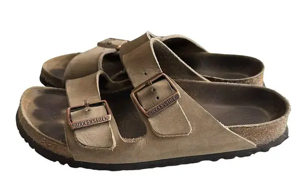 Birkenstock  Arizona Leather Double Straps Sandal Women's 9 /39 Tan Soft Sole