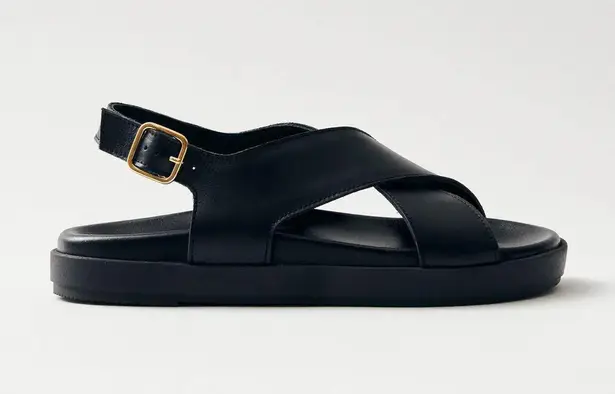 ALOHAS NICO BLACK LEATHER SANDALS