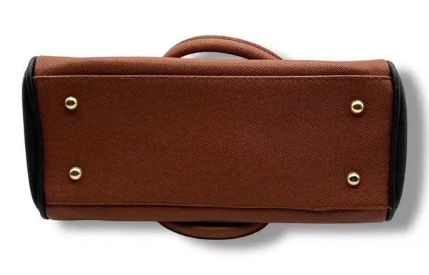 London Fog Brown and Black Leather Shoulder Bag