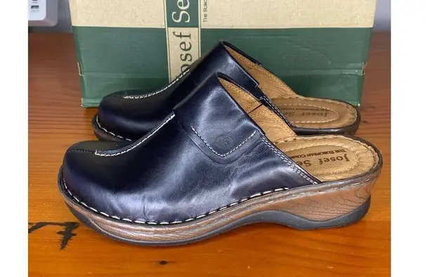 Josef Seibel Womens Carole Black Leather Mule Size 6 EU 37