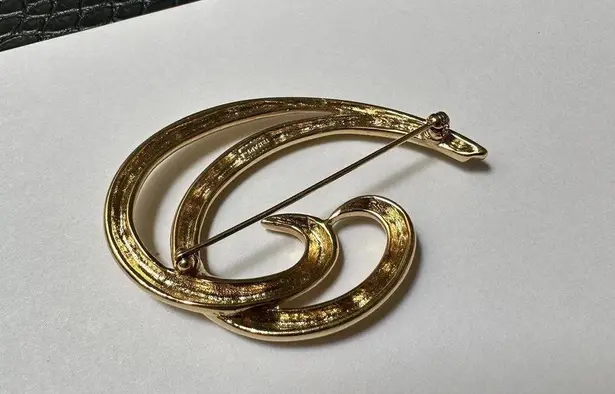 Trifari Lot Of 2 Signed  Gold Tone Brooch Pins Swirl Styles