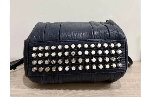 Alexander Wang Black Pebbled Leather Studded Rockie Crossbody