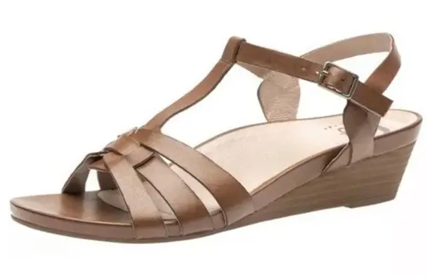 ABEO Biosystems Sandal Brown Size 10N Narrow Leather Wedge Open Toe Ankle Strap