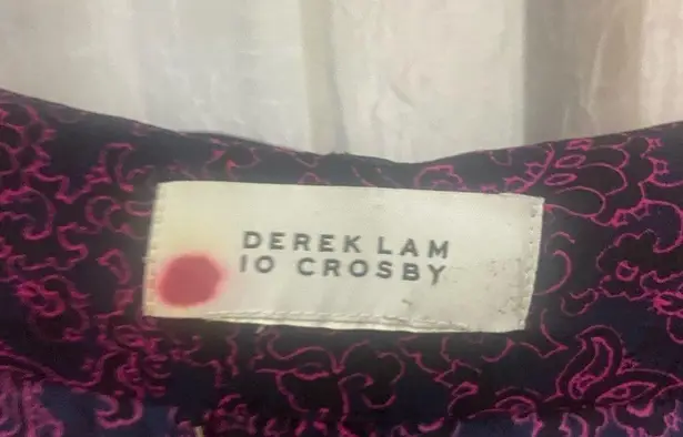 Derek Lam 10 Crosby Wide Leg trouser Pants with strip Calico floral on Silk