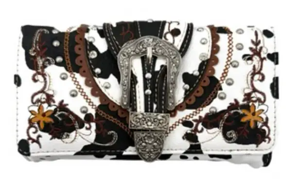 Leather Buckle Crossbody Wallet White