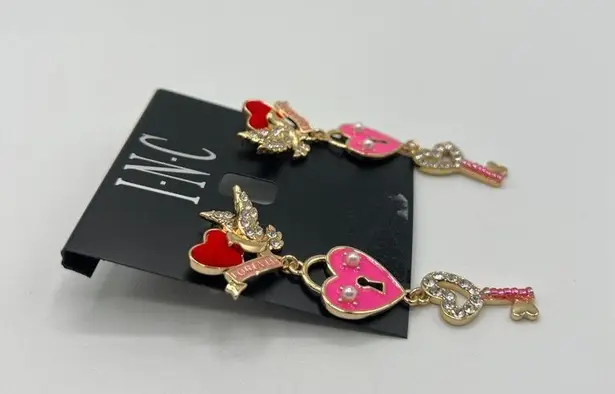 International Concepts Mixed Stone Charm Drop Earrings in Gold MSRP $30 NWT