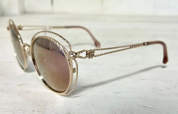 Roberto Cavalli RC1030 Cascina Rose Gold Metal Frame Mirrored Round Sunglasses