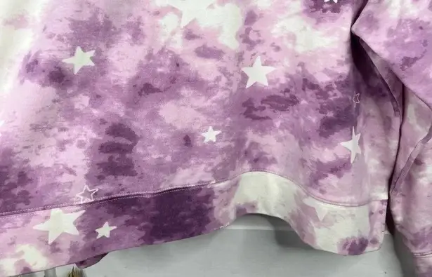 Wildfox  Women's Purple Tie-Dye Star Print Pullover Sweatshirt Cropped Size XL
