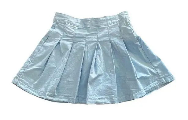 American Eagle  Pleated School Girl Mini Skirt Light Blue 8 Cotton