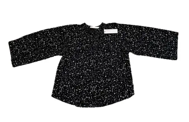 Bishop and Young Blouse Black White Speckled Wide Sleeve Tunic Top Size XS NEW