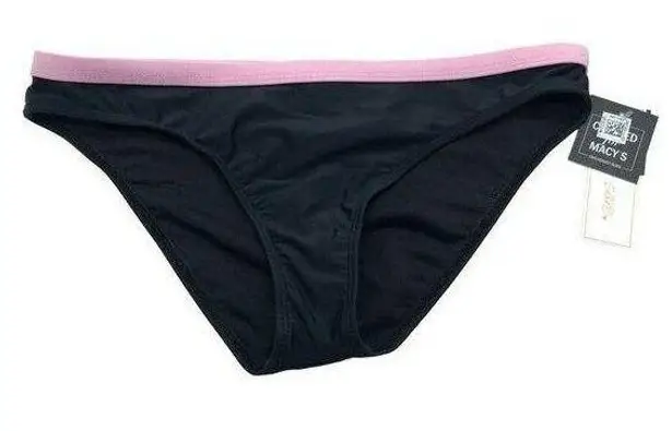 Salt + Cove Juniors' Binding Hipster Bikini Bottoms Colorblock Black Pink L Size undefined