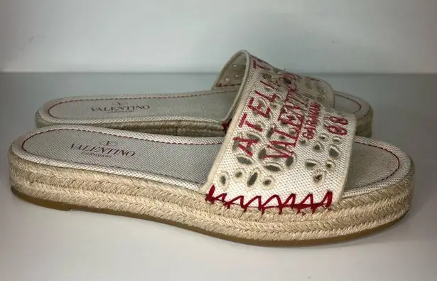 Valentino Garavani Atelier San Gallo 08 Edition Platform Espadrille Slide Sandal