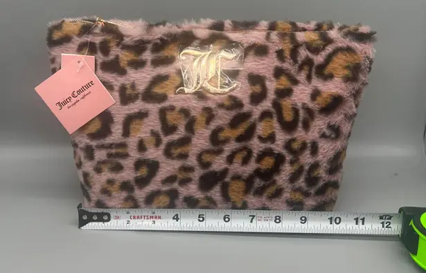 Juicy Couture Faux Fur Leopard Print Cosmetic Bag