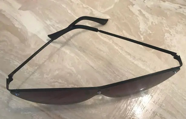 Oversize rimless Black mirror cat eye sunglasses