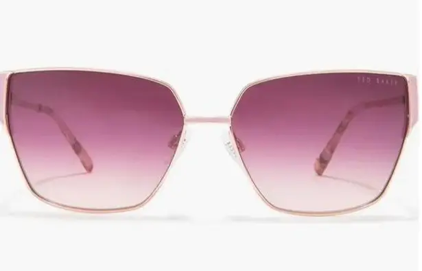 Ted Baker  London 60mm Square Sunglasses TWS184 Gold Rose Gradient NWT