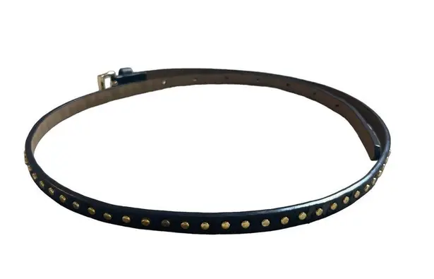 J.Crew  Black with Brass Studs Skinny Belt Small