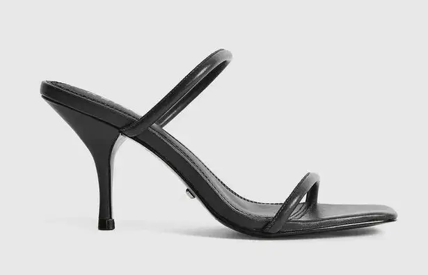 Reiss NEW Magda Leather Strappy Heeled Sandals Black 7.5