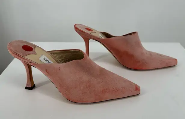 Jimmy Choo Rya 90 Suede Blush Pointed Toe Heeled Mules size 36/6