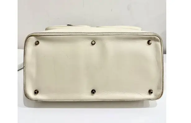 Christian Dior Leather Large Detective Gaucho Saddle Handbag Cream