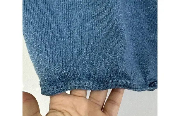 Handmade crochet blue skirt boho festival gypsy knit skirt size M