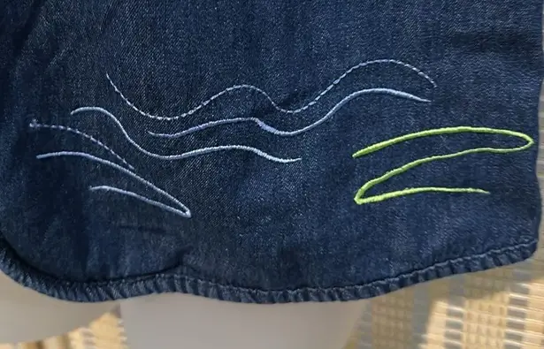 Allison Daley Vintage Nautical Theme Blue Denim Zip Front Vest Sailboat Flag 10P