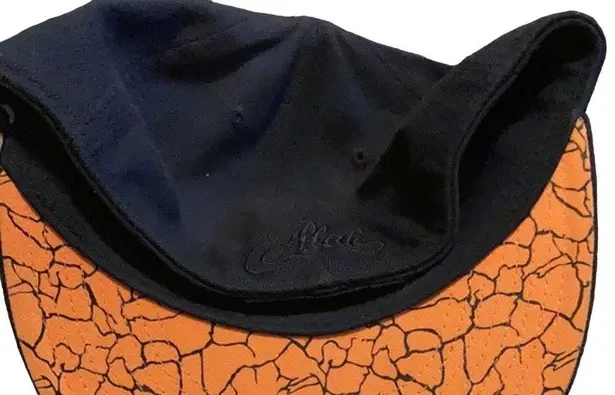 Men’s 210 fitted hat baseball cap flat bill crackle print A Wool Acrylic Spandex Black