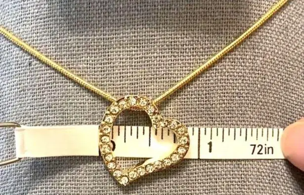 Swarovski Crystal Encrusted Open Heart Pendant On Gold Chain Necklace