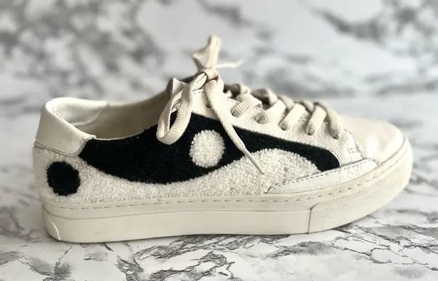 Soludos Yin Yang Women’s Platform Leather Sneakers Sz 9 White Black