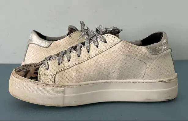 P448 Thea Python Roccia White Leather Platform Sneakers