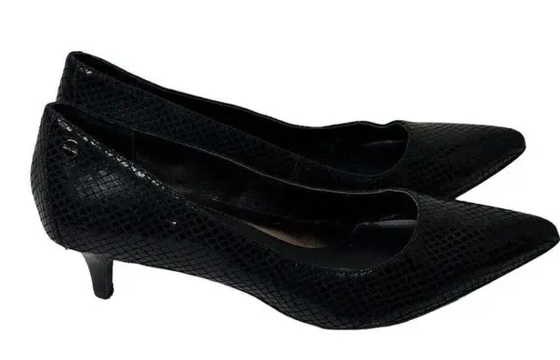 Calvin Klein Womens  Nicki Black Classic Python Print Kitten Heel Pumps Size 6M