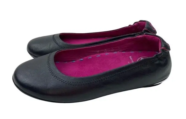Massini *Soto Ballet Flats Womens 36 Black Leather Comfort Orthopedic Footbed