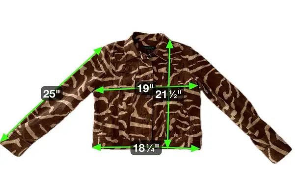 Lauren Jeans Co. Brown & Tan Animal Print Denim Jacket Western Safari Size M Size M