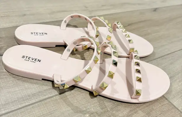 Steven By Steve Madden Steven Steve Madden jelly Studded Slide Flats Slip On sandals pink gold size 9