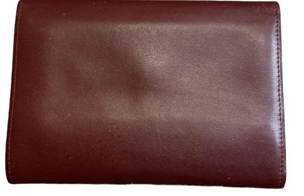 Cartier Paris Burgandy Calfskin Vintage Wallet, Kisslock Coin Compartment. COA