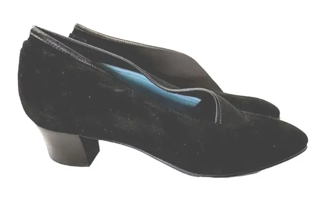 Vintage Thierry Rabotin Women's Black Suede Block Heel Pumps Career Size 38