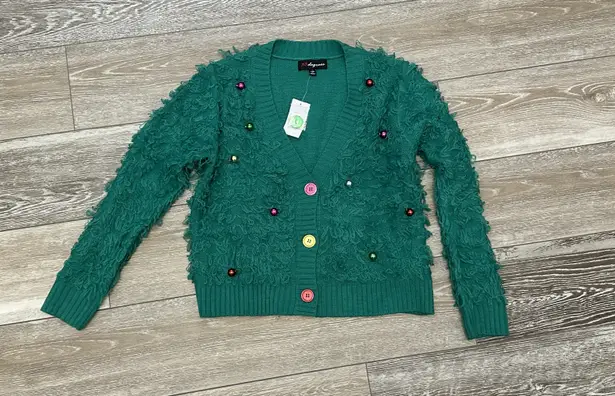 33 Degrees NWT Sz S Fab Ugly Sweater Party Cardigan Sweater Loop Knit W Bulbs