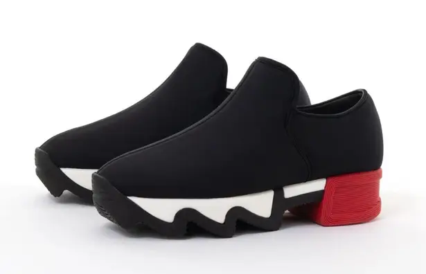 iRI NYC Wes Sneakers Black Red Unisex SZ 37 US 7W Slip Ons Neoprene Italian NEW