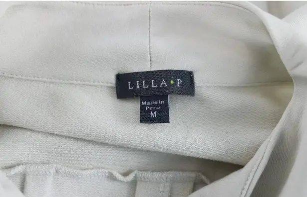 LILLA P Asymmetric Cotton Jacket Coat Ivory Pleated Back Soft Jersey Size Medium