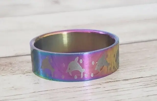 Multicolored Ring with Dolphin Design