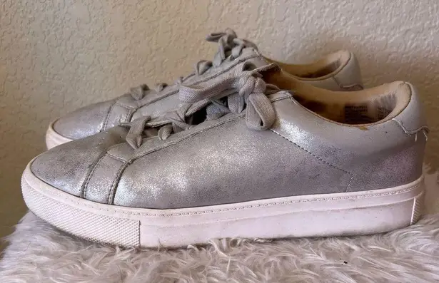 Silver Metallic Chunky Lace Up Shoes Size 8.5