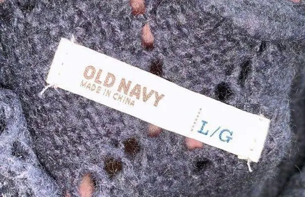 Old Navy Womens Sweater Cowl Neck Open Loose Knit Crochet Pullover Gray Large