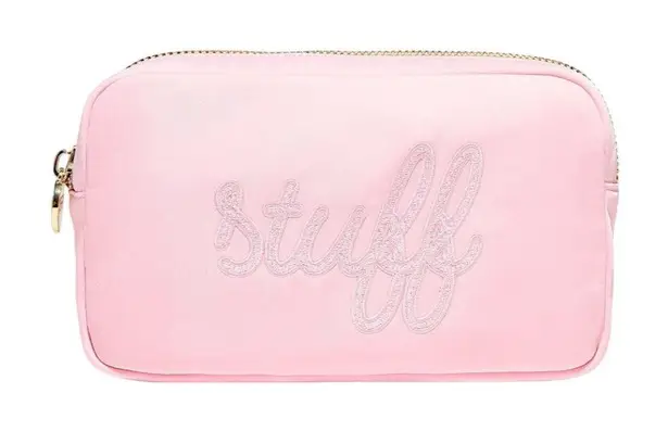 Stoney Clover Lane "stuff" Embroidered Small Pouch in Flamingo New Bag