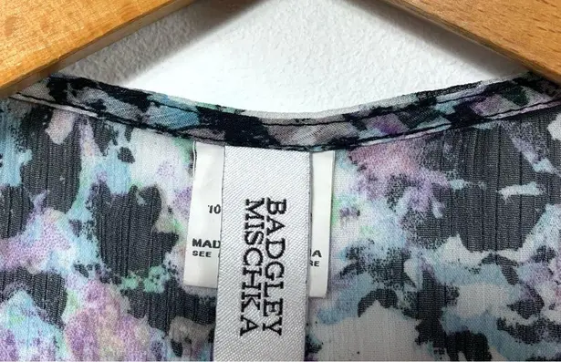 Badgley Mischka Sheer Multicolor Beaded Front Top