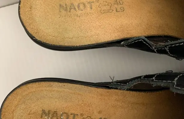 EUC NAOT Vision Black Leather Madras Mules Comfort Shoes Size EU 40 US 9