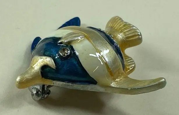 Fish Jewelry Pin Brooch Multicolor Enamel Painted Metal Rhinestone Accents